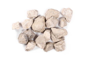 Rock pile isolated on white background and texture, top view