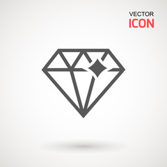 Diamond Icon Vector. Diamond sign icon. Jewelry symbol. Gem stone. Graphic element. Silhouette simple. Logotype concept. Logo design template. Simple flat symbol. on white background.