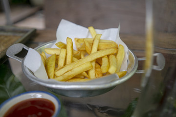 French fries and ketchup