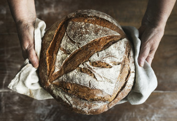 Idée de recette de photographie culinaire de pain au levain fait maison