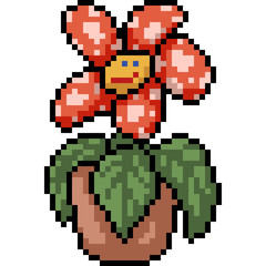 vector pixel art flower character