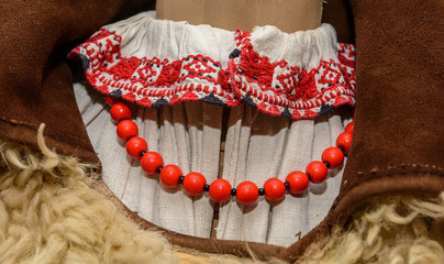 Embroidered traditional folk costume. Belarus. Polessye