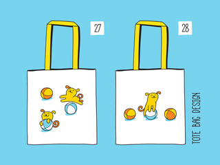  Little yellow dog. Tote canvas bag design. 
