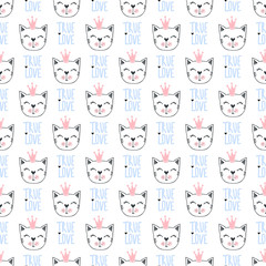 Obraz premium Fashion cat seamless pattern.