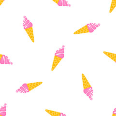Vector seamless pattern with sweet ice cream.