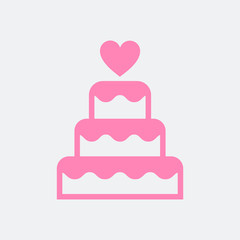 Three-tiered wedding cake graphic illustration