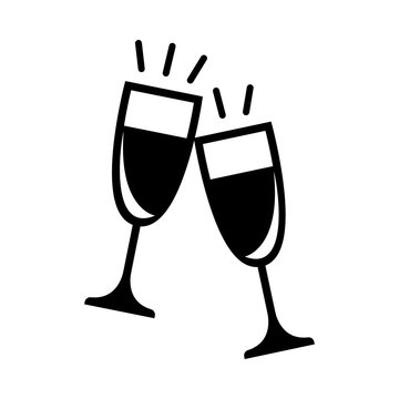 Two champagne glasses graphic illustration