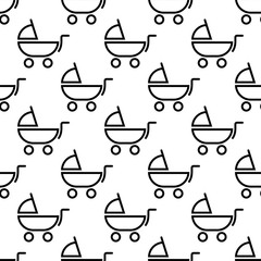Baby Carriage Icon Seamless Pattern