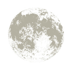 Silhouette of full moon hand drawn on white background © Good Studio