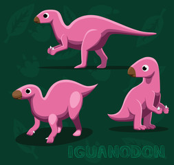 Dinosaur Iguanodon Cartoon Vector Illustration
