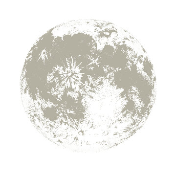 Silhouette of full moon hand drawn on white background