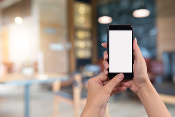 Cropped shot view of woman's hands holding smart phone