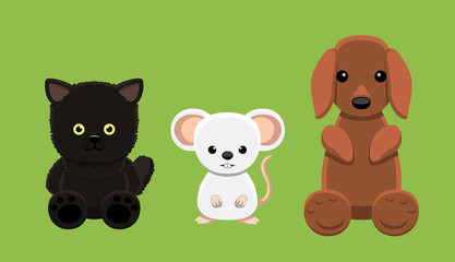 Dog Cat Mouse Pet Doll Cartoon Vector Illustration 5
