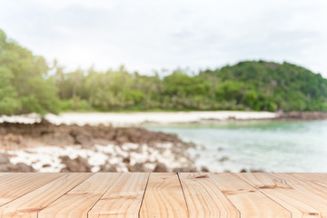 top wood table with Blur Background for product