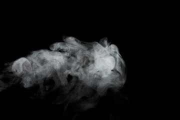 White smoke isolated on black background.