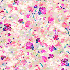 Abstract blurred seamless  pattern with flowers. Vector illustration for fabric, textile, clothes, wallpapers, wrapping.