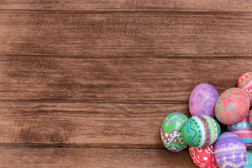 Easter eggs on wooden background