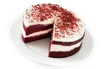 Red Velvet cake isolated on white background