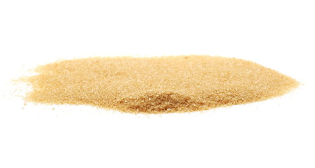 Fototapeta na wymiar Brown cane sugar pile isolated on white background and texture