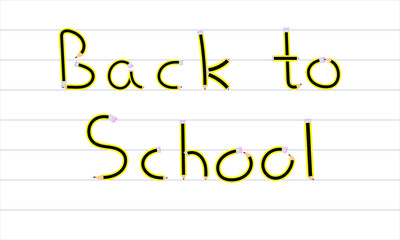 Signboard announcing the back to school written with a brush in the form of a pencil.