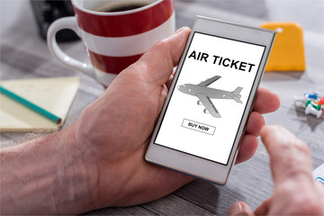 Air ticket booking concept on a smartphone