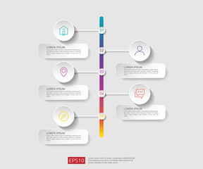 5 steps infographic. timeline design template with 3D paper label, integrated circles. Business concept with options. For content, diagram, flowchart, steps, parts, workflow layout, chart