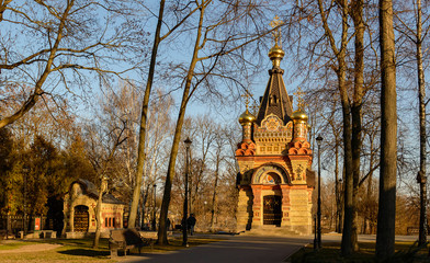 Chapel and burial vault of Princes Paskevich in Gomel Park. Belarus