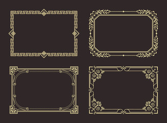 Decorative Frames Set of Curved Graphic Ornament