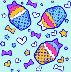 Cupcake Seamless Vector
