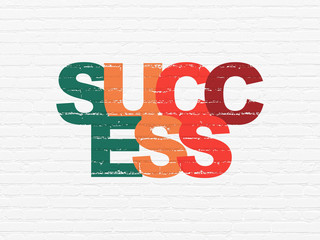 Business concept: Painted multicolor text Success on White Brick wall background