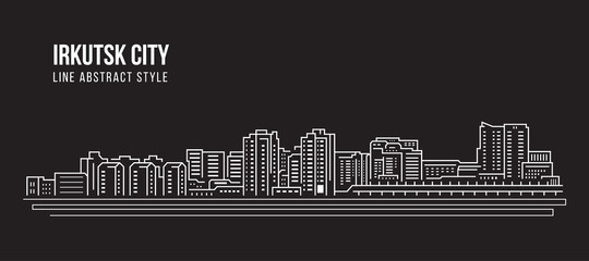 Obraz premium Cityscape Building Line art Vector Illustration design - Irkutsk city