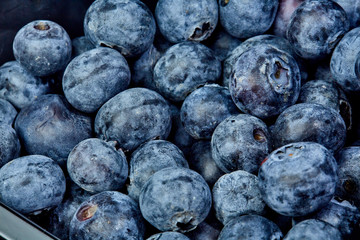 Fresh, beautiful, large raspberries blueberries, strawberries, blackberries photographed in macro close-up Packed in a container in high quality.