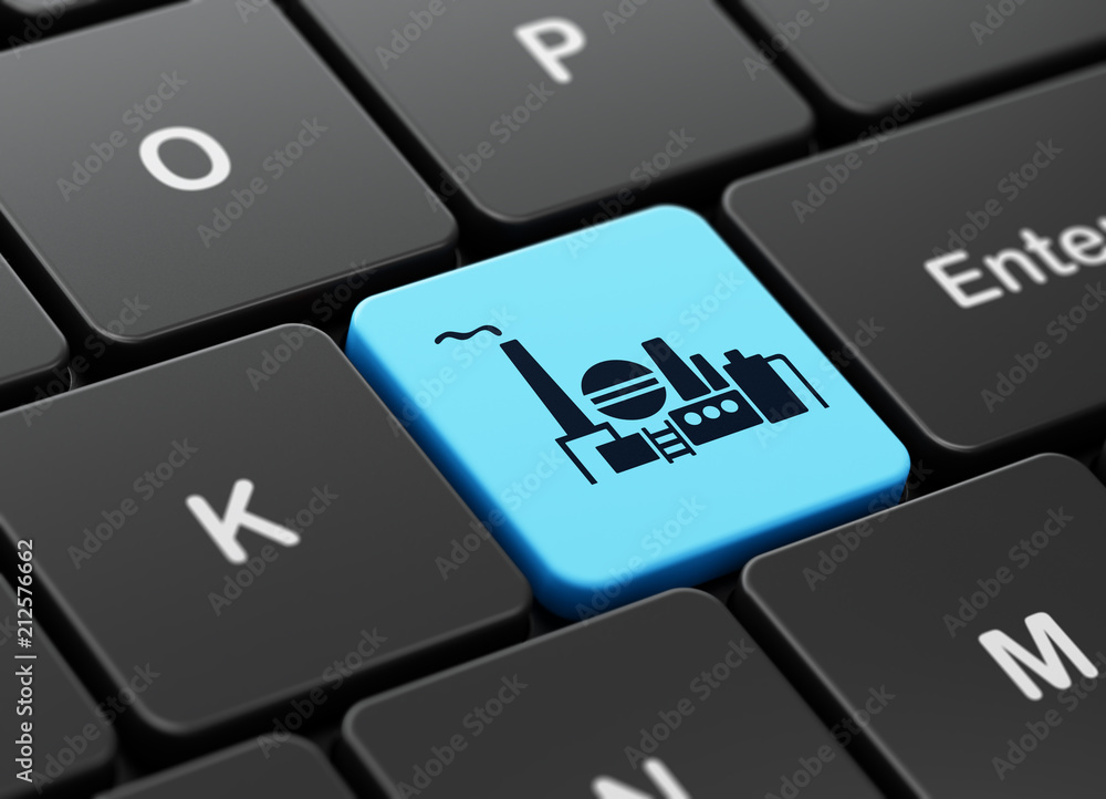 Aufkleber finance concept: computer keyboard with oil and gas indusry icon on enter button background, 3d rend