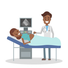 Pregnant woman making ultrasound