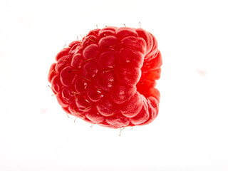 Fresh, beautiful raspberry berries close-up on white background in high quality