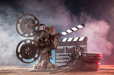 Old style movie projector, close-up.