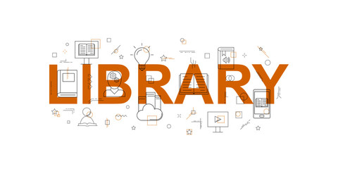 Vector Library and Online Library pattern. Library and Online Library seamless background	