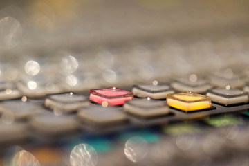 Button of Switcher buttons in studio TV station, Audio and Video Production Switcher of Television...