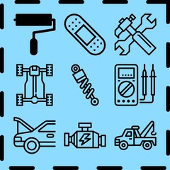 Simple 9 icon set of repair related [iconsRandom:4] vector icons. Collection Illustration