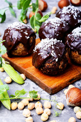 Homemade healthy vegan chocolate truffles