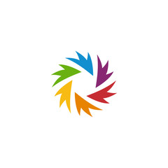 Abstract Flower Logo, Company Group Logo, Colorful Sun Logo