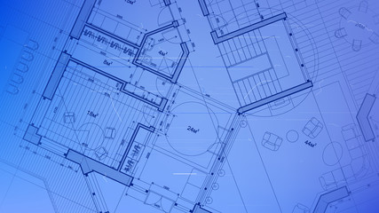 Architecture design: blueprint plan - vector illustration of a plan modern residential building / technology, industry, business concept illustration: real estate, building, construction, architecture