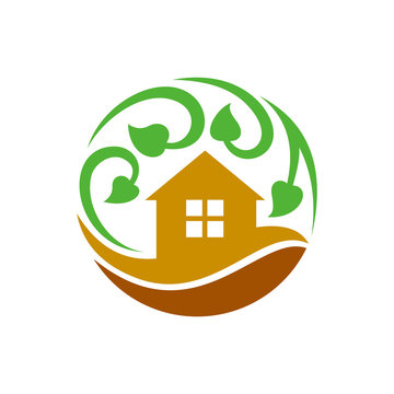 House And Leaf Logo, Nature House Logo Design