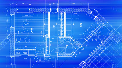 Architecture design: blueprint plan - vector illustration of a plan modern residential building / technology, industry, business concept illustration: real estate, building, construction, architecture