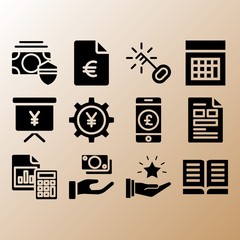 File, analytics and key related premium icon set