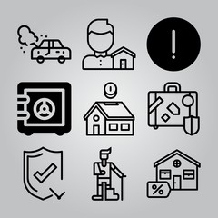 Simple 9 icon set of insurance related [iconsRandom:4] vector icons. Collection Illustration