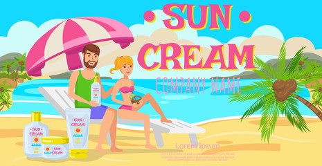 Sunscreen for whole Family. Vector Illustration.
