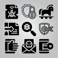 Simple 9 icon set of hacker related [iconsRandom:4] vector icons. Collection Illustration