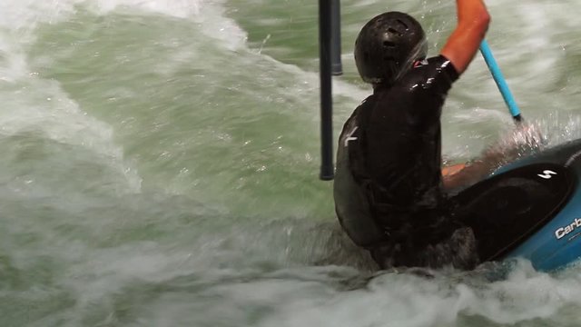 Meran, South Tirol, Italy: canoeists training and preparing for the 63th International Canoe Slalom
