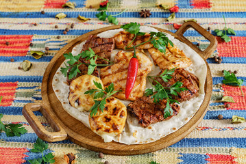 tasty grilled meat and cheese